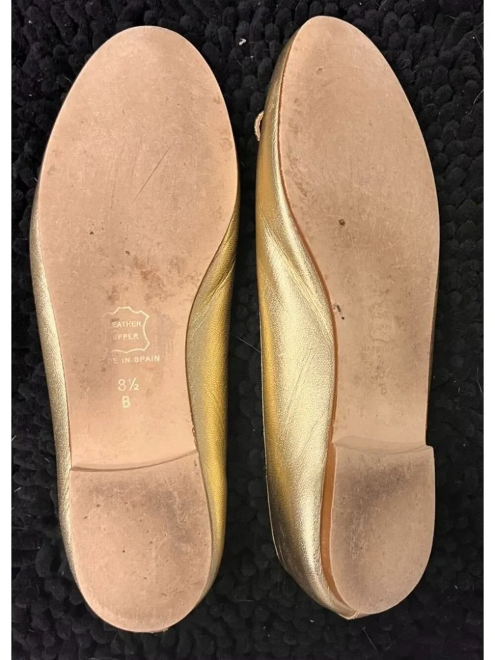 J Crew Gold Leather Ballet Flats Size 8.5 B Made In Spain